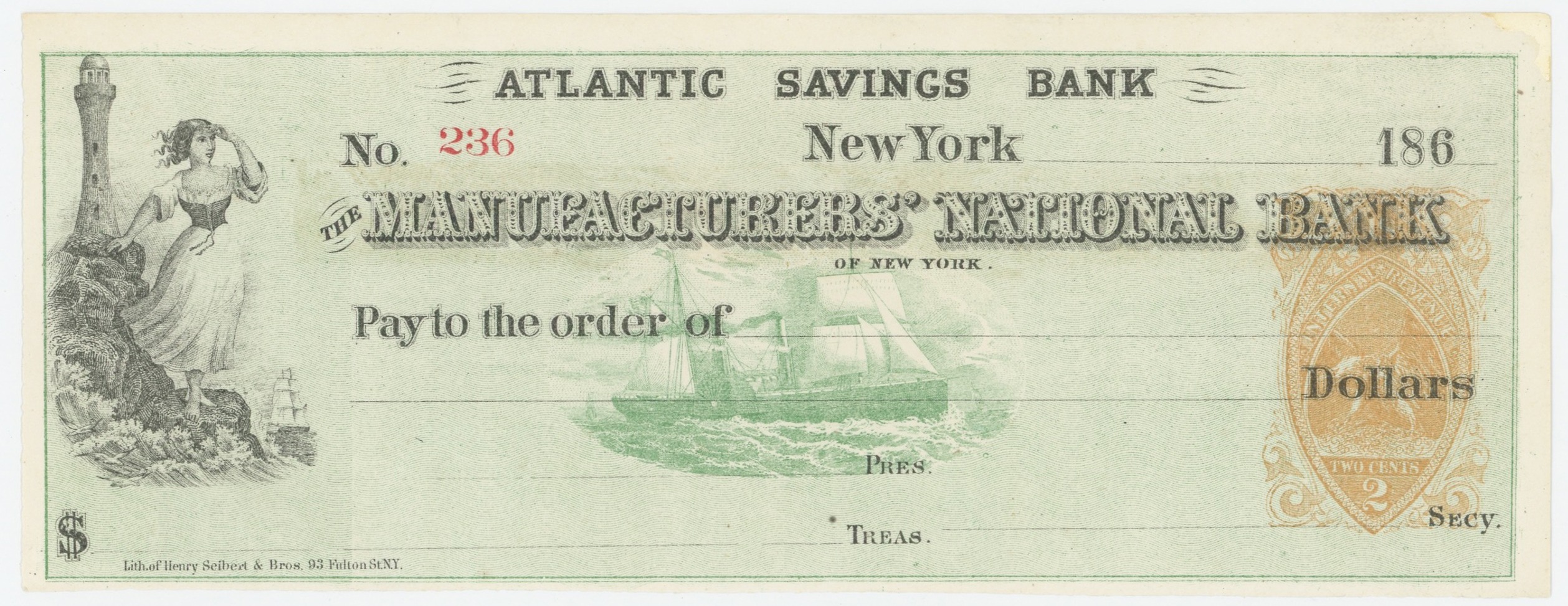 RN-B1 Manufacturers' National Bank / Atlantic Savings Bank, Unused
