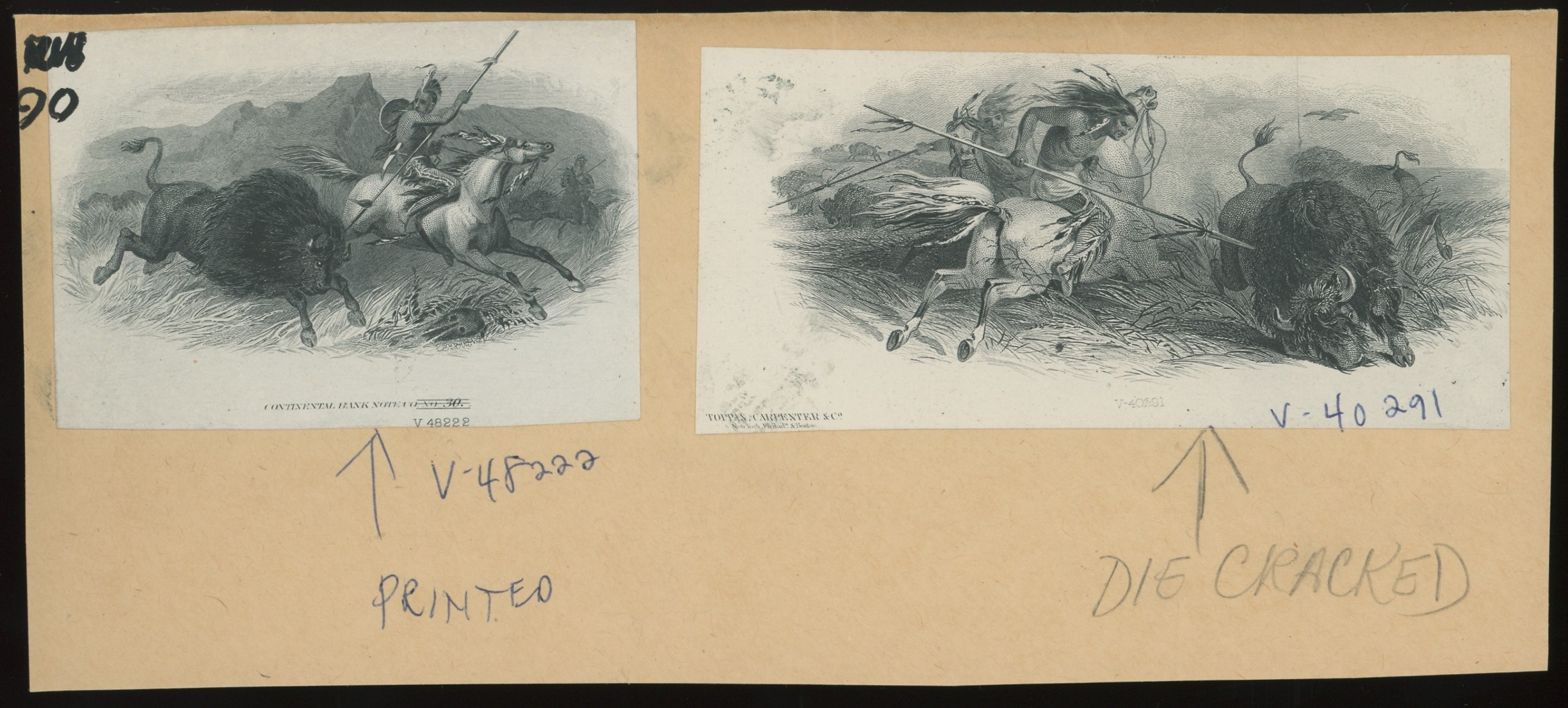 ABNC Vignettes: Native Americans #17, Two Buffalo Hunting Scenes (Will Separate)