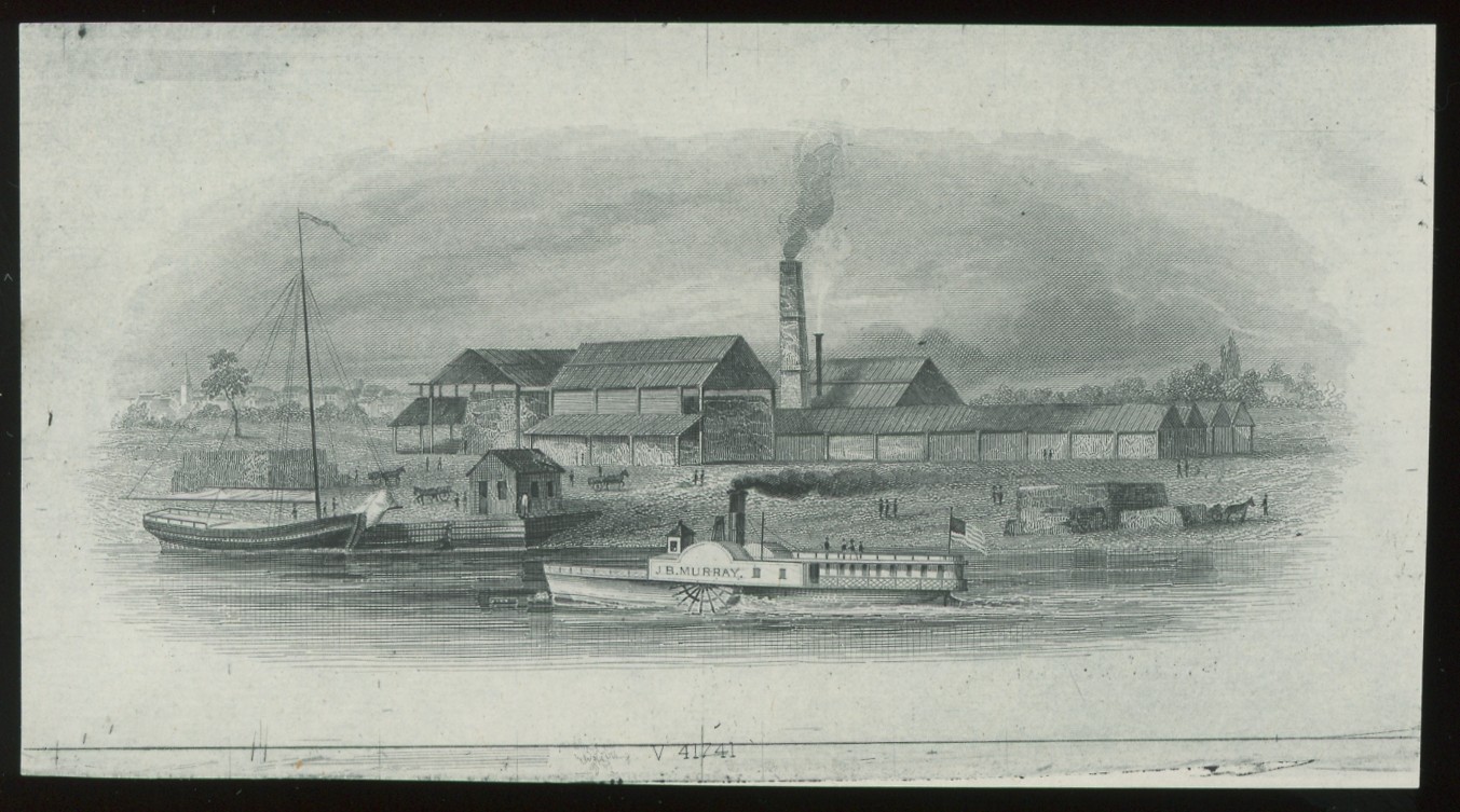 ABNC Vignette, Paddlewheeler "J.B. Murray," River & Factory Scene