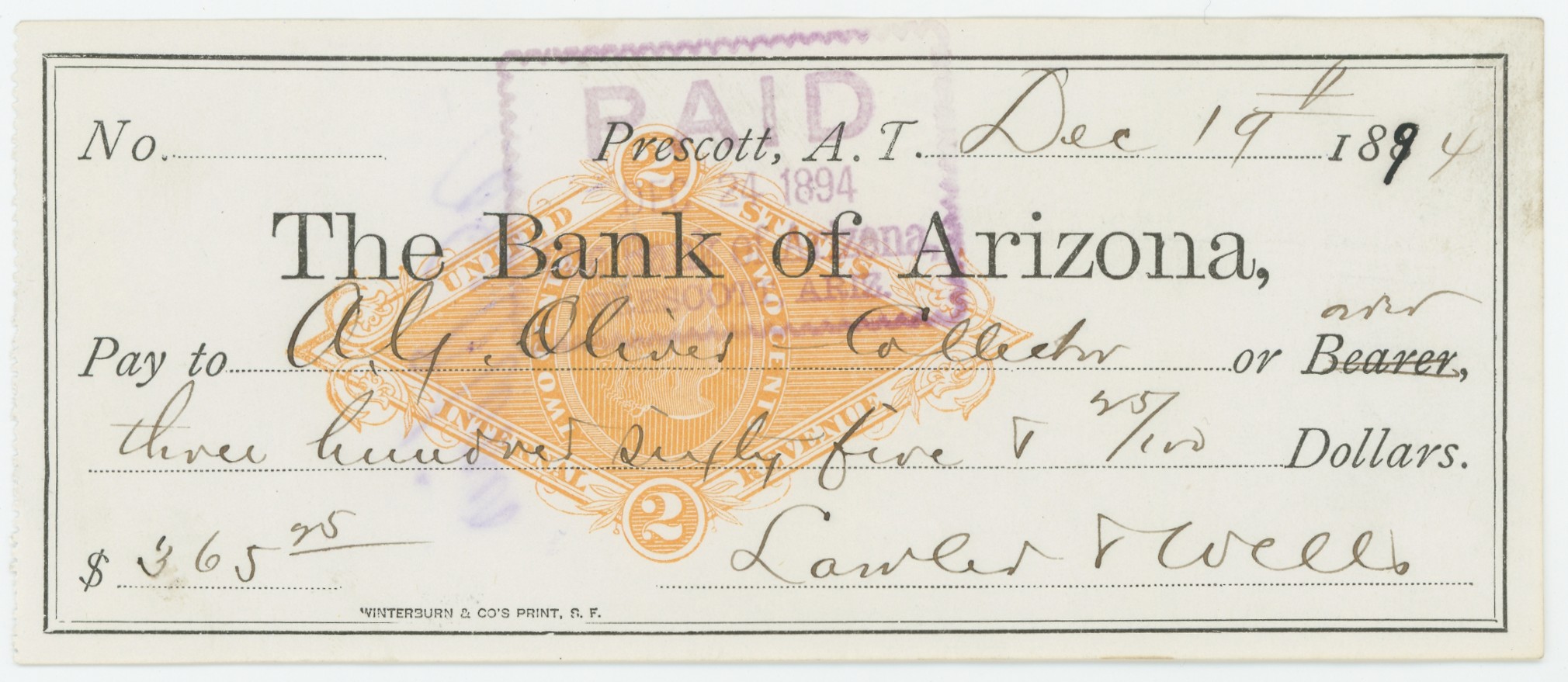 RN-G1 The Bank of Arizona (Arizona Territory)