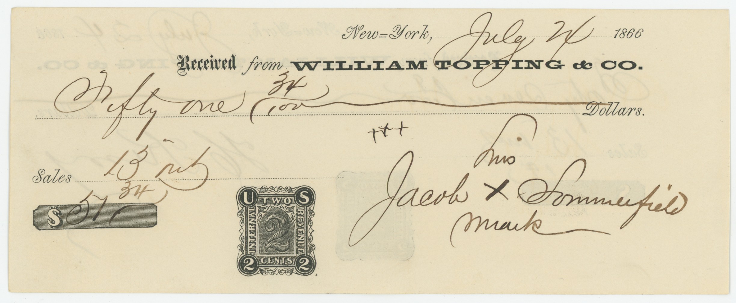 RN-A1a William Topping & Co. Receipt, Signed by Illiterate Man