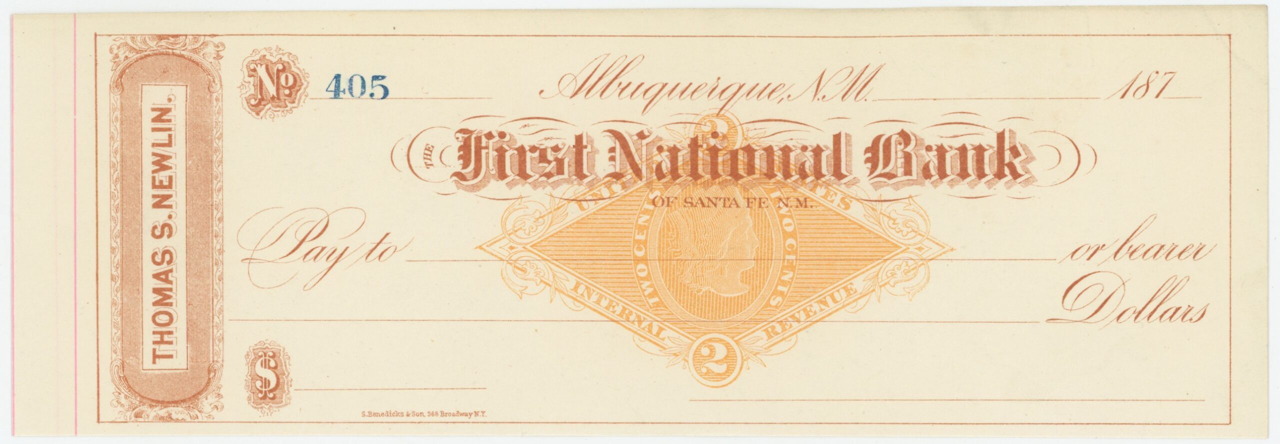 RN-G1 First National Bank of Santa Fe, Unused