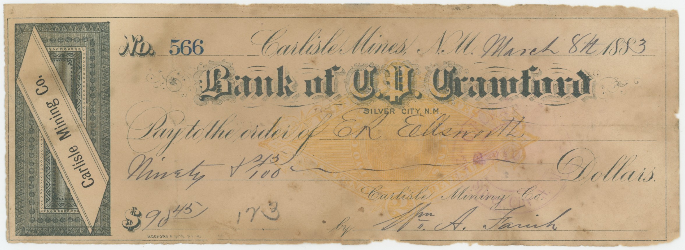 Bank of C.P. Crawford, Carlisle Mining Co.
