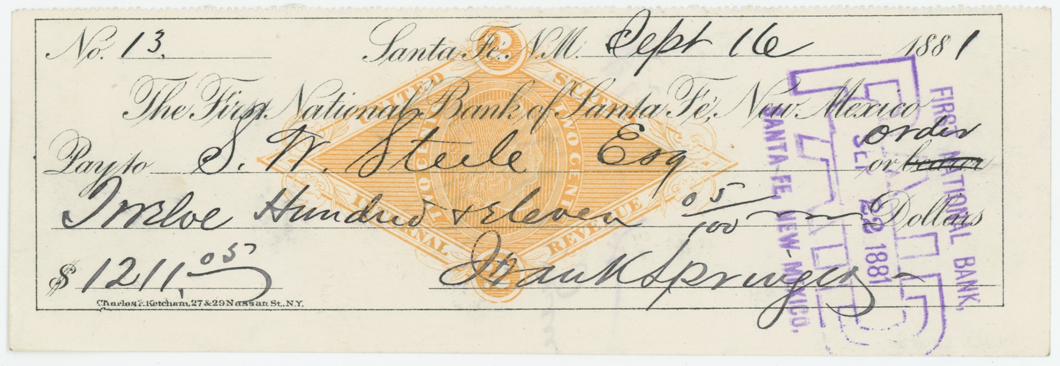 RN-G1 The First National Bank of Santa Fe, New Mexico