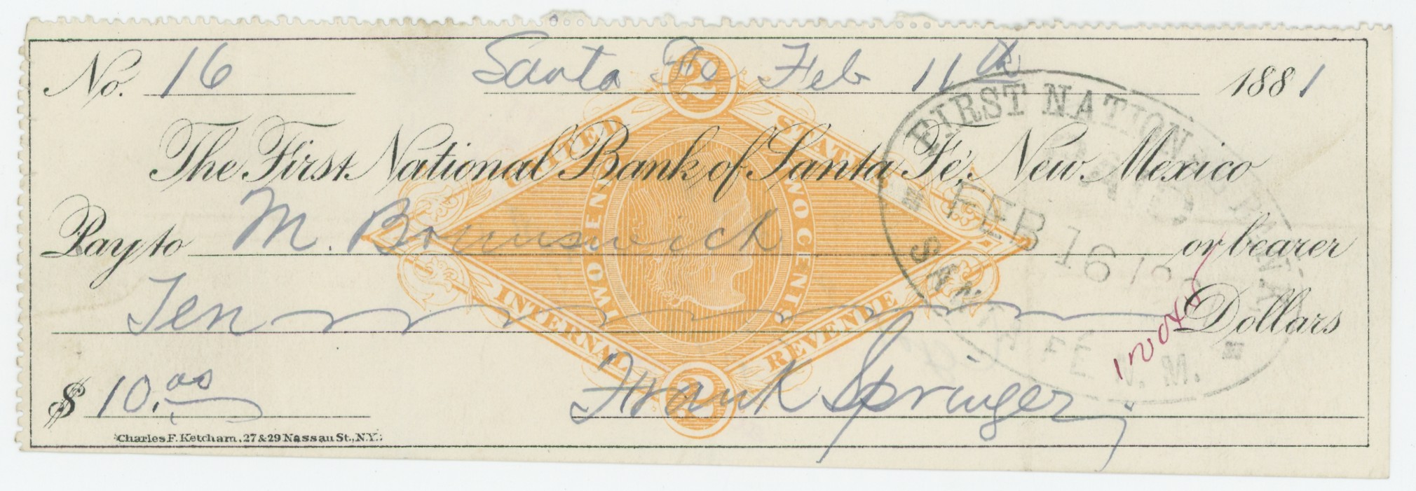 RN-G1 The First National Bank of Santa Fe, New Mexico
