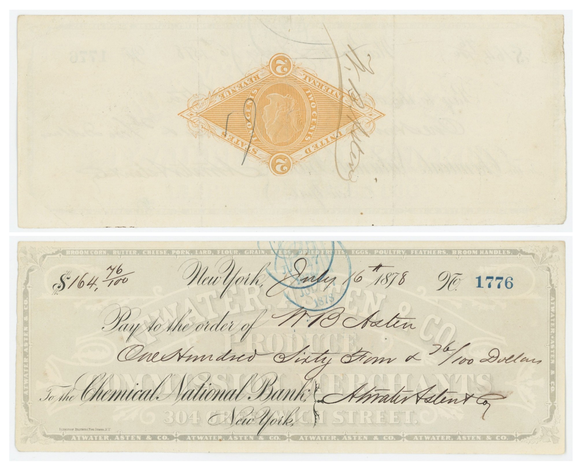 RN-G1b Inverted Imprint on Back, Atwater Asten & Co.