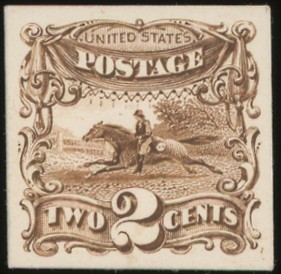113P4 2¢ Post Rider Proof on Card