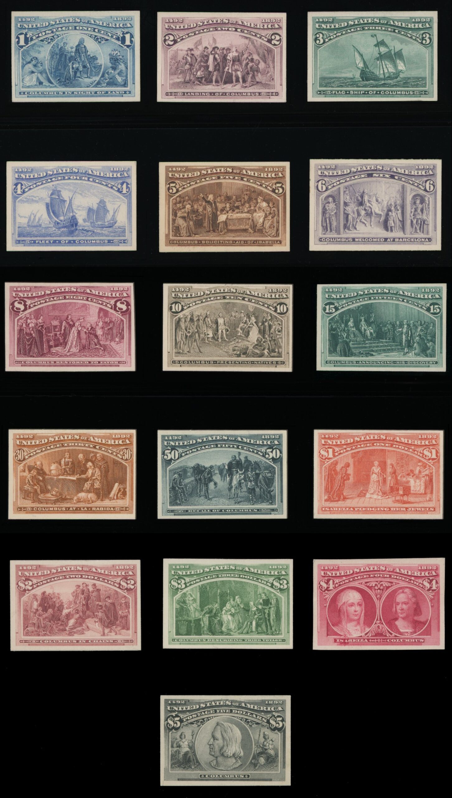 230P4 - 245P4 Columbian Issue Complete Proof Set with Original Distribution Envelope