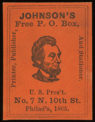 1865 Johnson's Box Lincoln Mourning Label, Red
