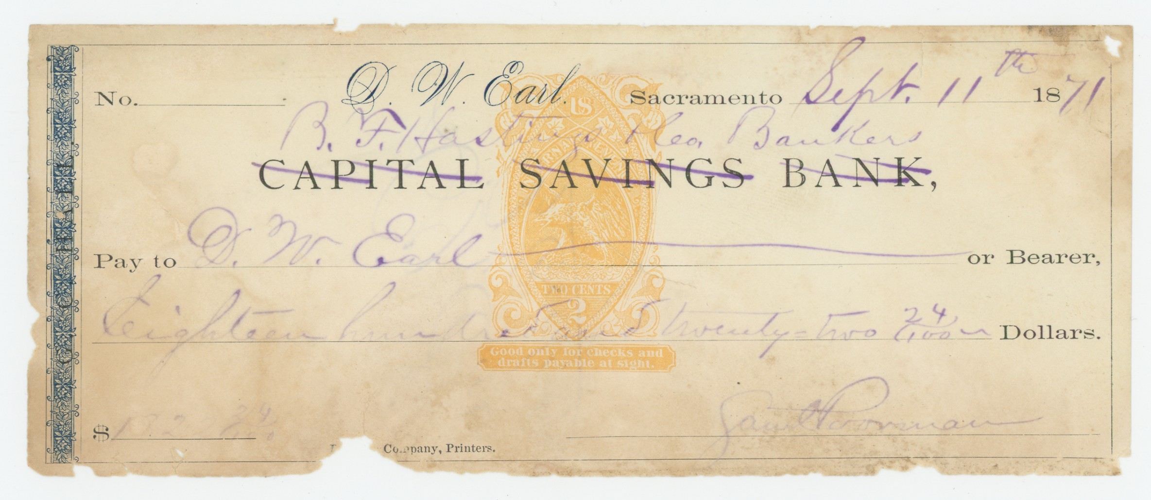 RN-B17 B.F. Hastings & Co., Bankers