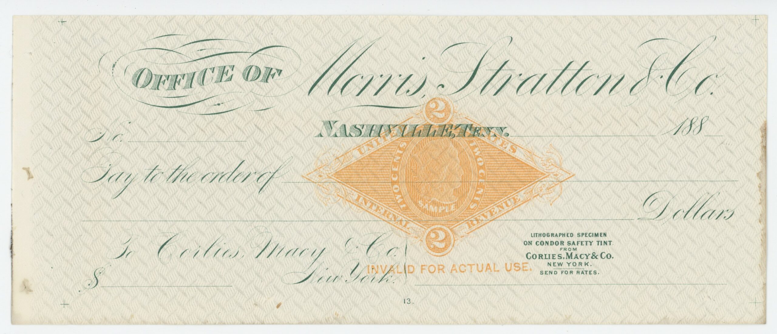 RN-G1 Office of Morris, Straton & Co. Sample Check