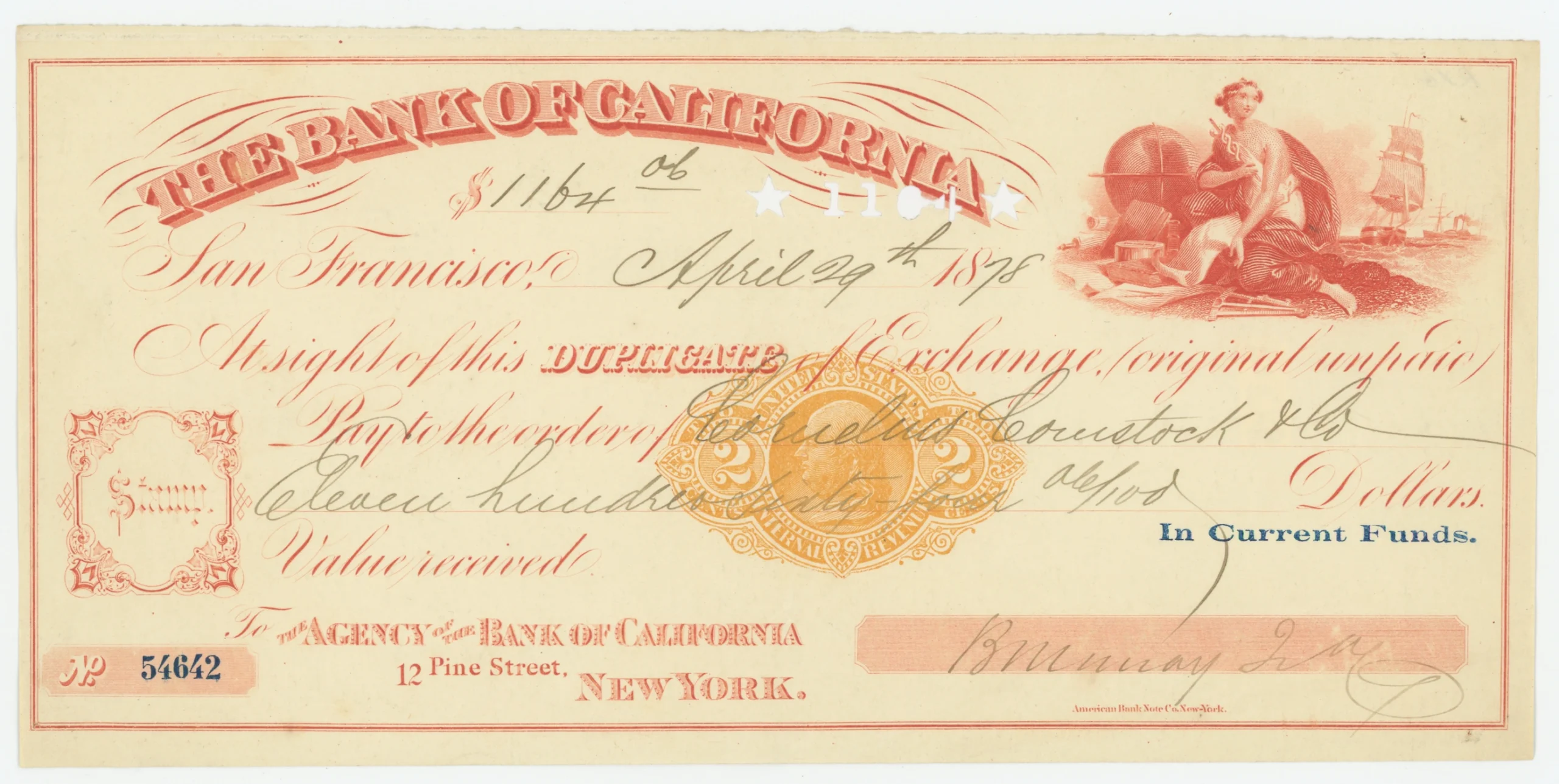 RN-F1 The Bank of California Bill of Exchange