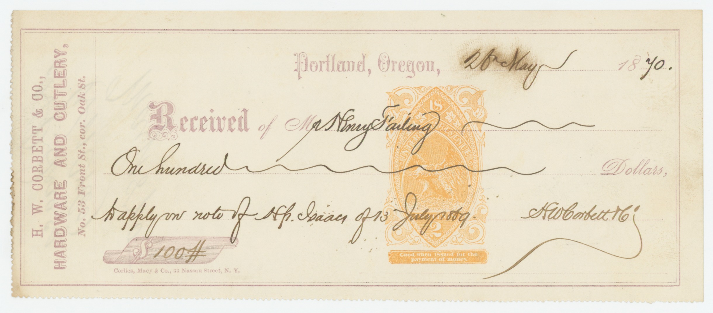 RN-B20 H. W. Corbett & Co.