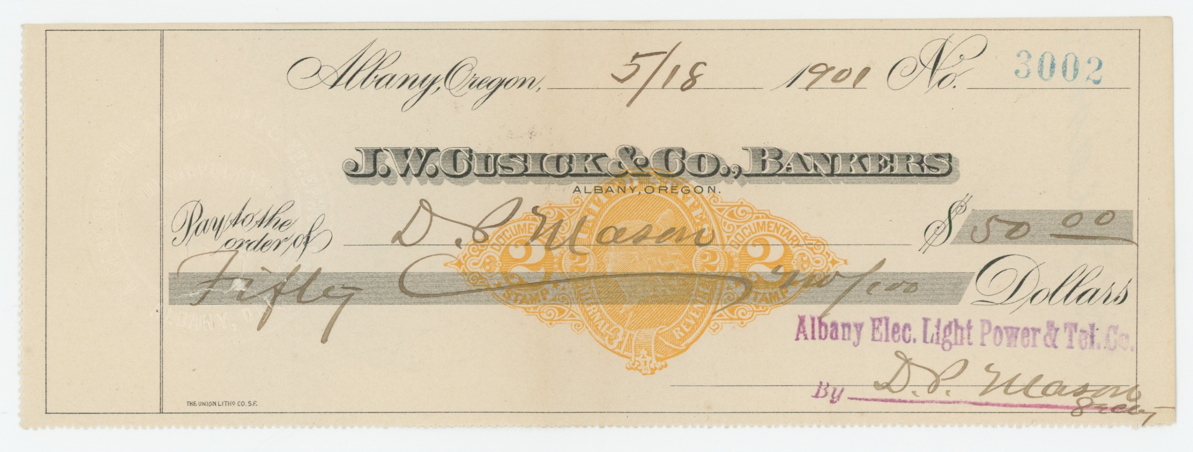 RN-X7 J. W. Cusick & Co., Bankers
