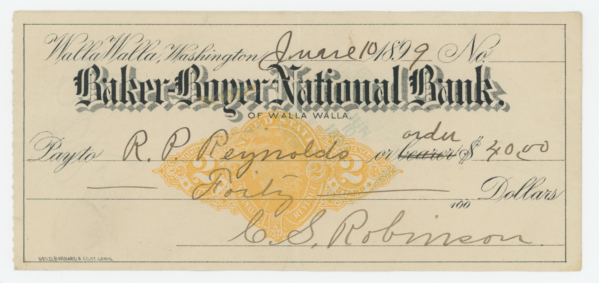 RN-X7 Baker-Boyer National Bank — ON HOLD