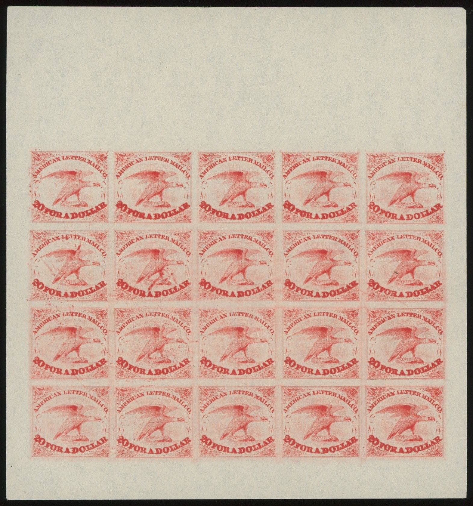 5L1 American Letter Mail Company, Full Sheet (Reprint), Red