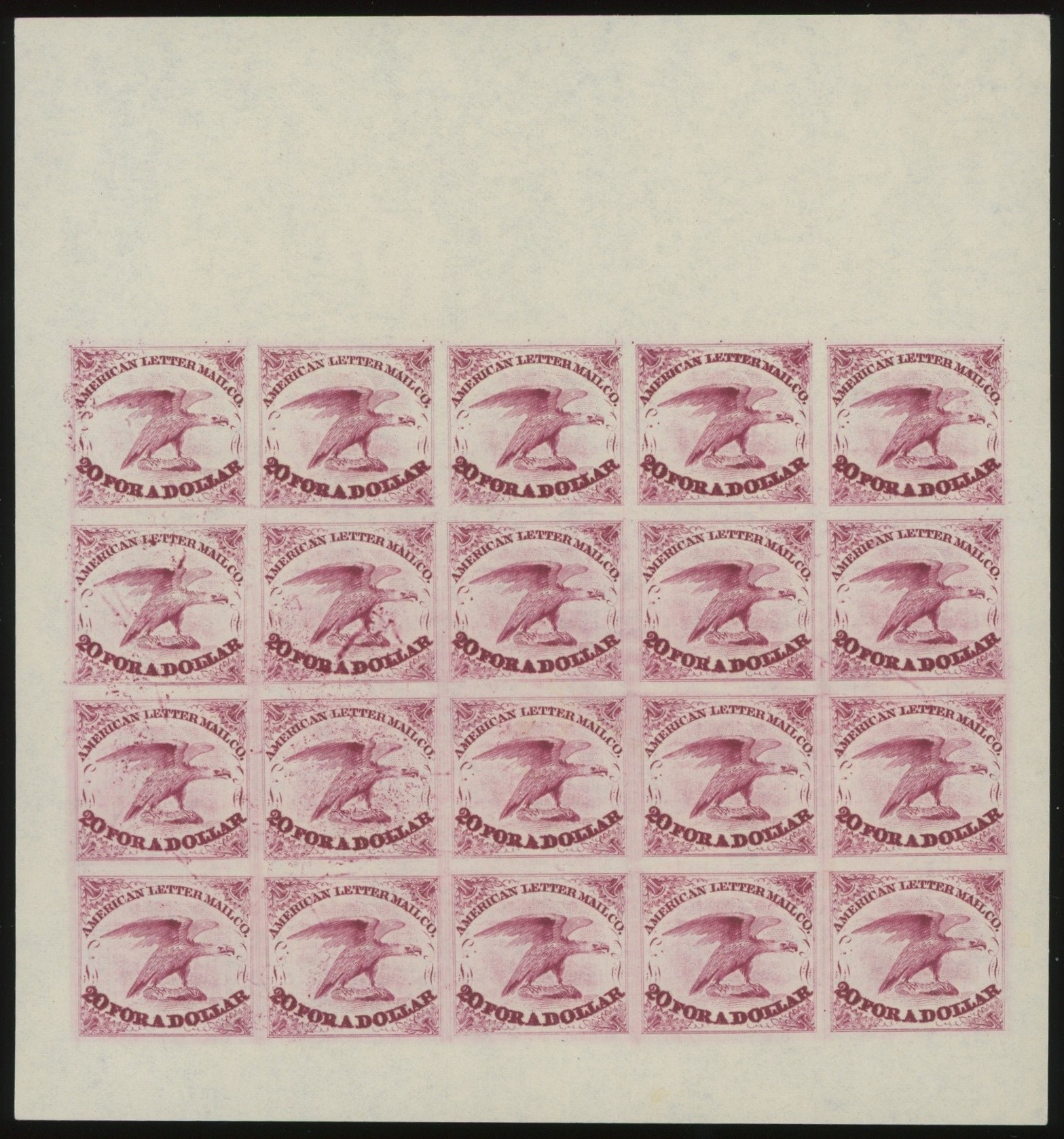 5L1 American Letter Mail Company, Full Sheet (Reprint), Violet