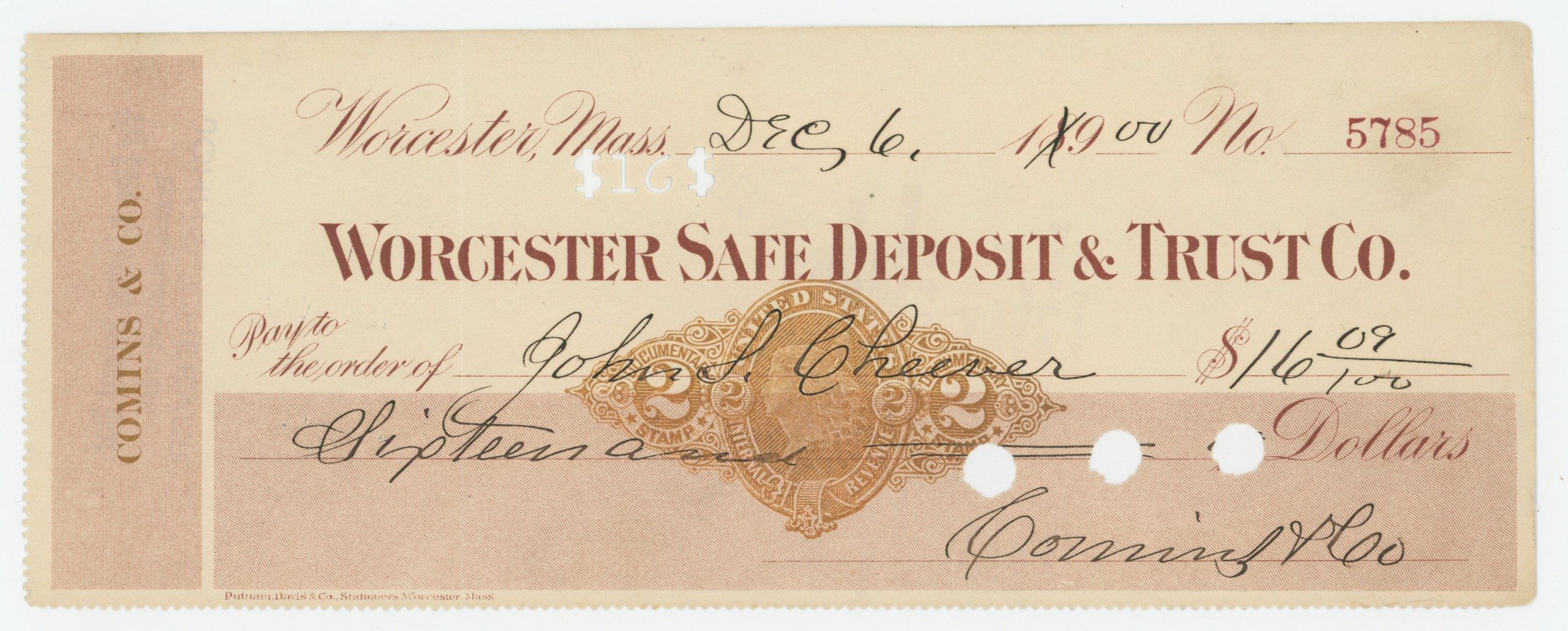 RN-X7 Worcester Safe Deposit & Trust Company