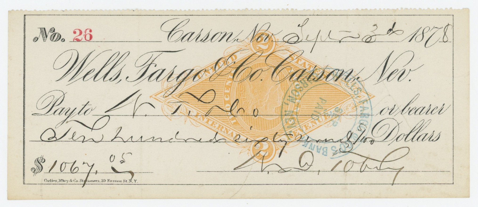 RN-G1 Wells, Fargo & Co. Carson, Nev.
