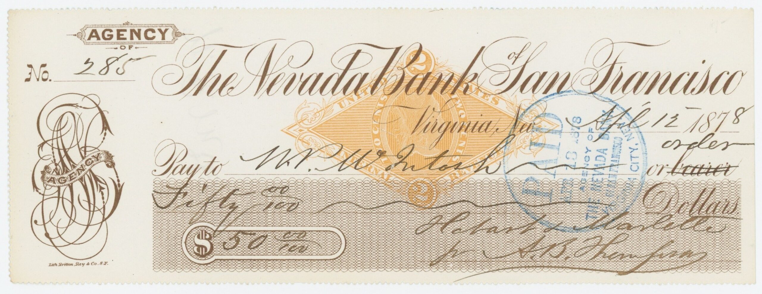 RN-G1 Agency of The Nevada Bank of San Francisco