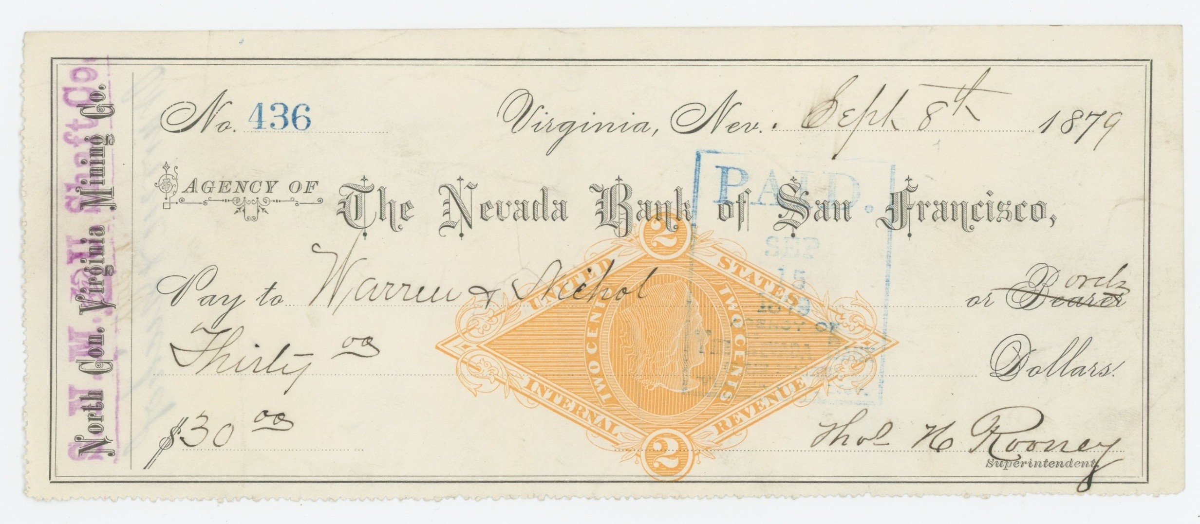 RN-G1 Agency of The Nevada Bank of San Francisco