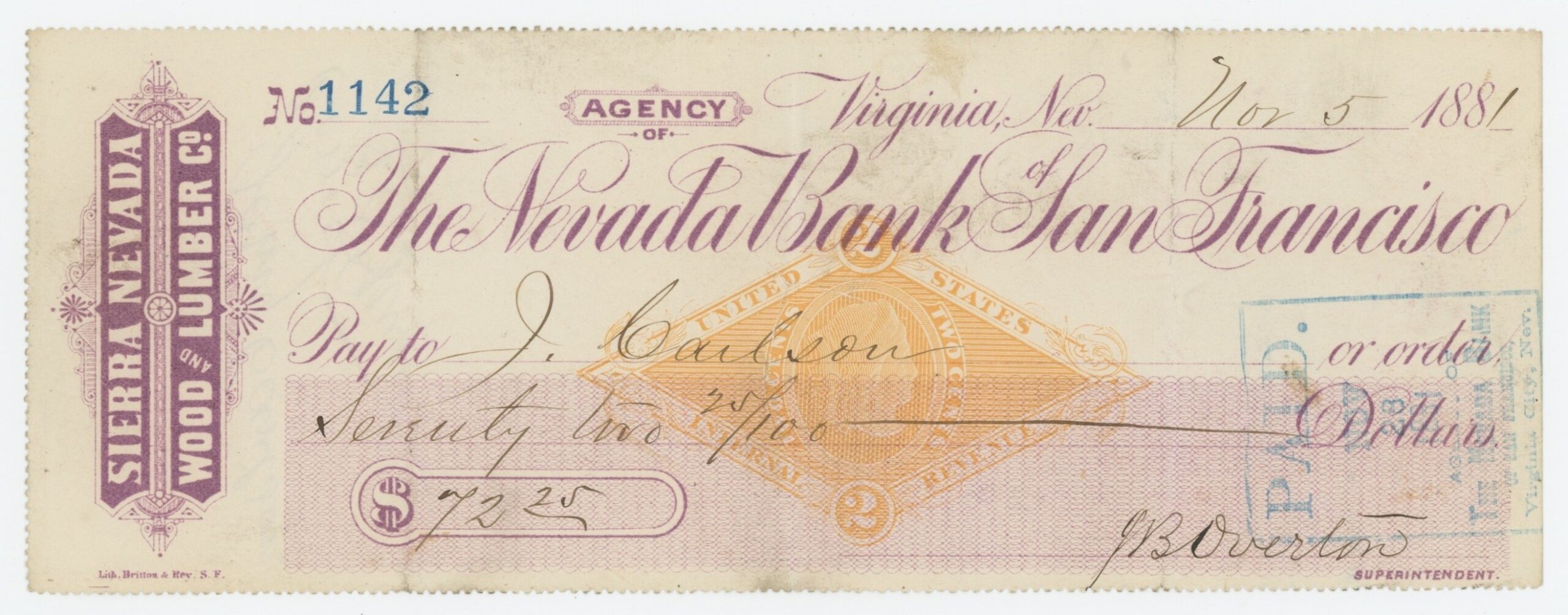 RN-G1 Agency of The Nevada Bank of San Francisco
