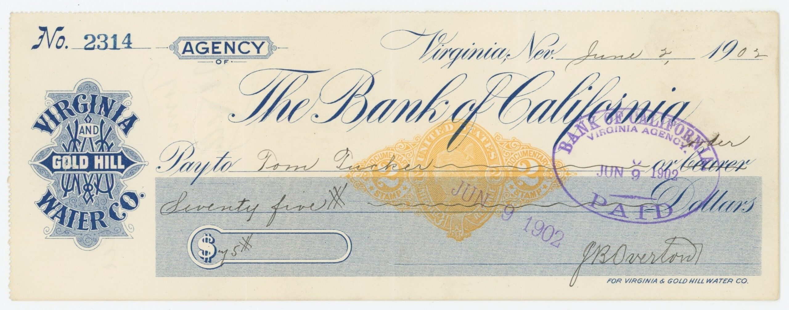 RN-X7 Agency of The Bank of California