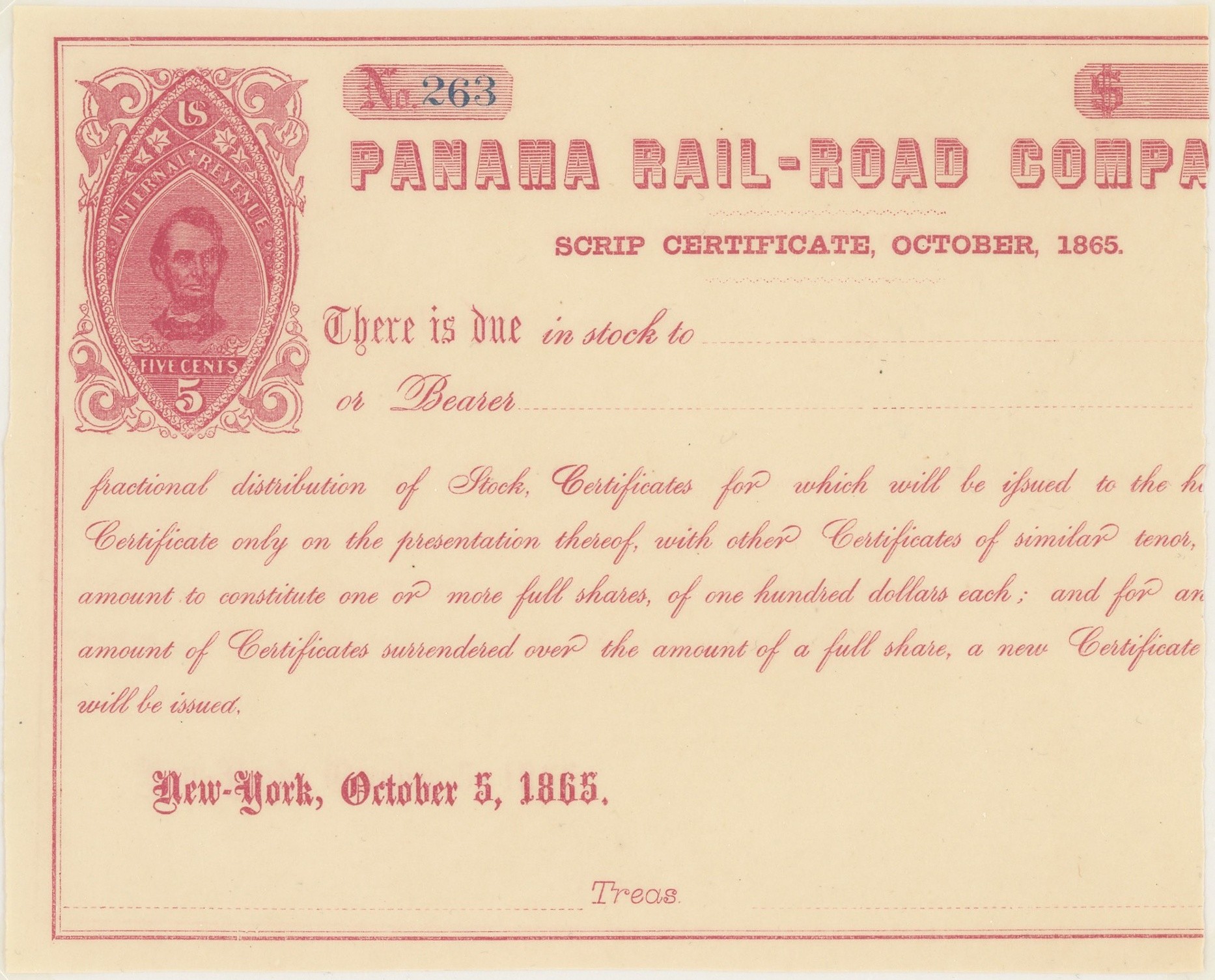 RN-P6 Panama Rail-Road Company Scrip/Stock Certificate
