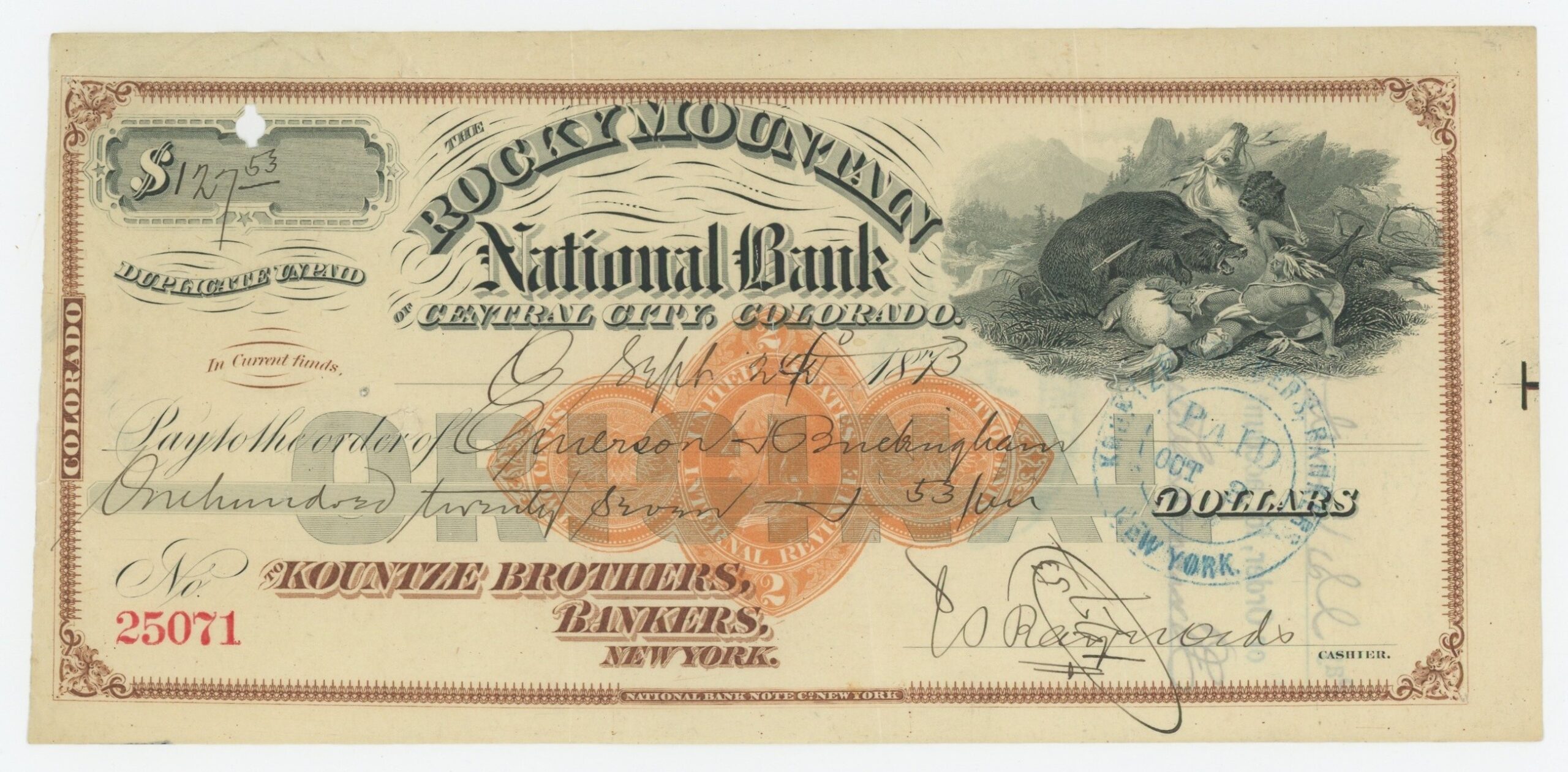 RN-D1 Rocky Mountain National Bank of Central City, CO